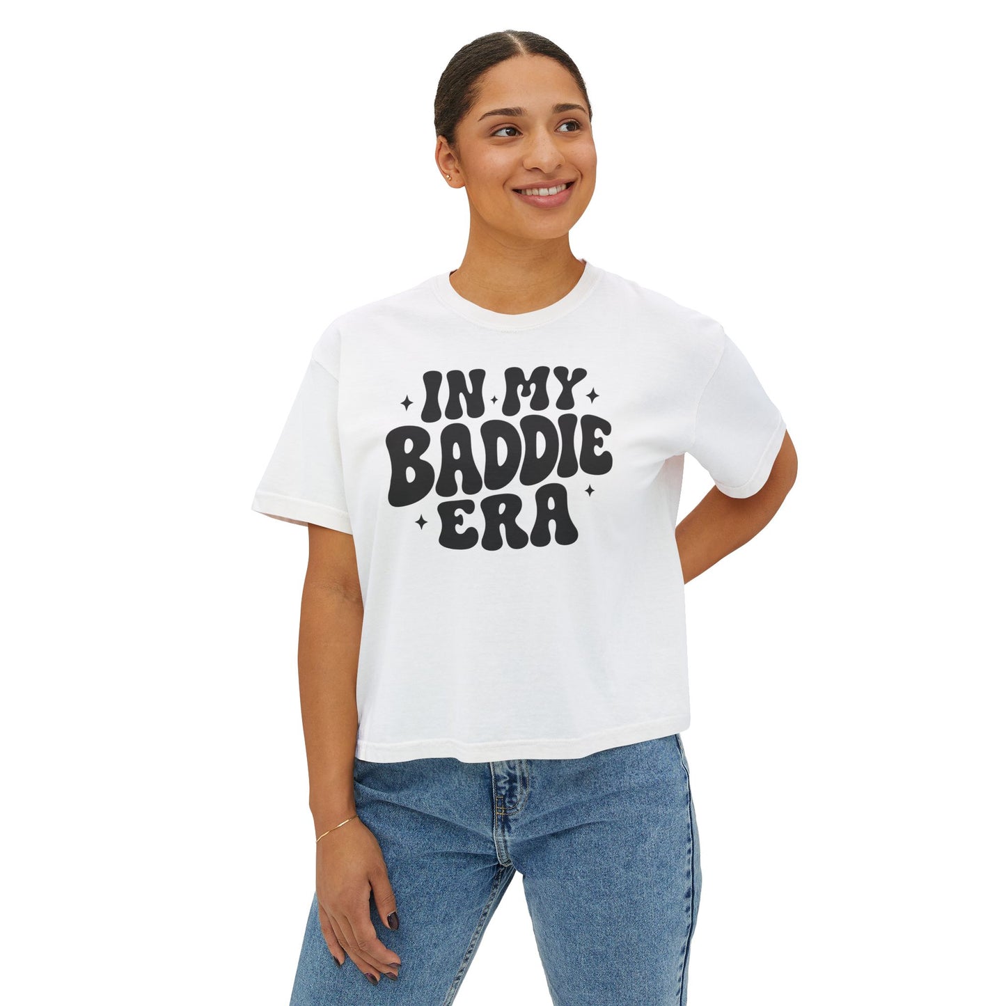In My Baddie Era Boxy Tee — Retro Graphic Women's Crop T‑Shirt