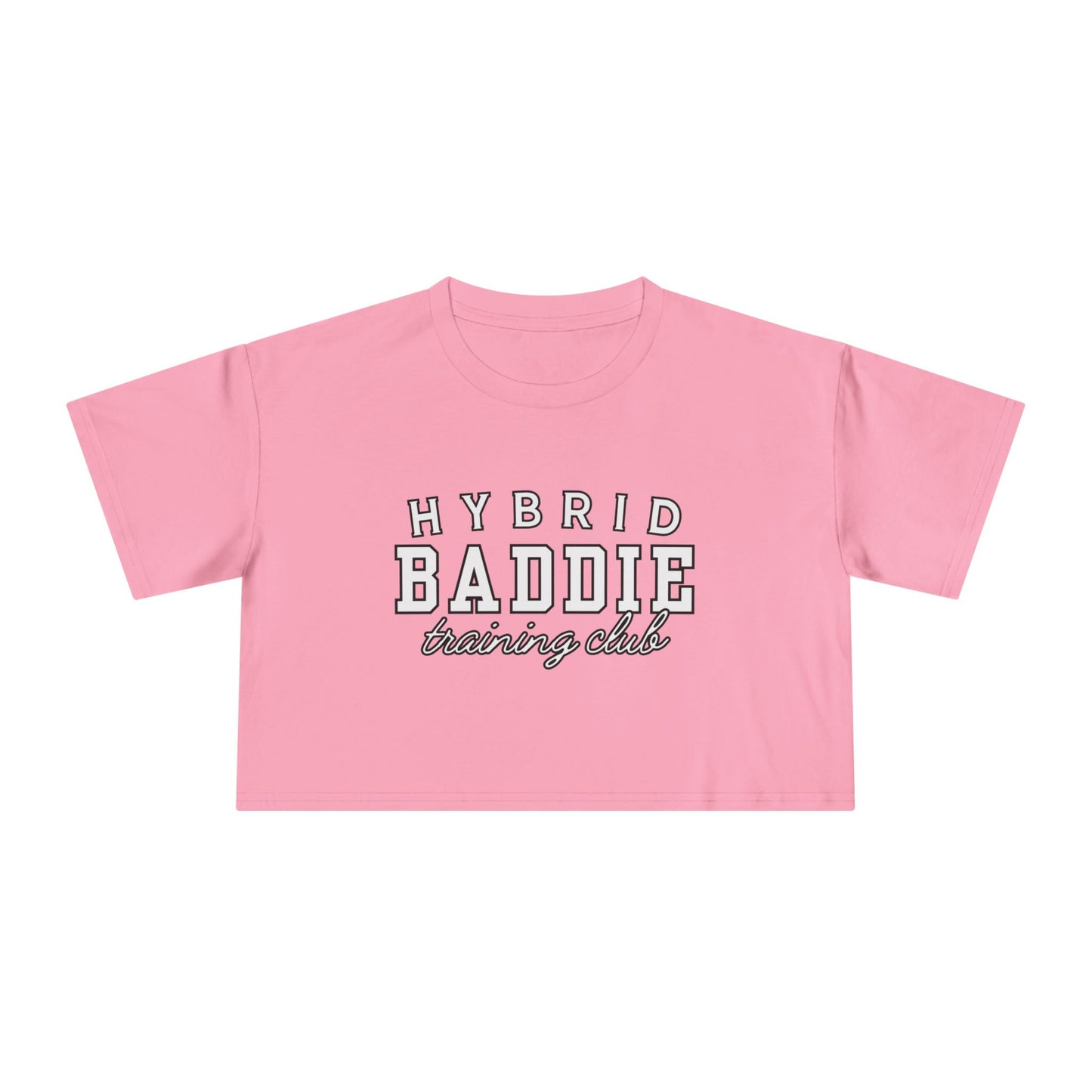 Hybrid Baddie Training Club Crop Tee — white letters