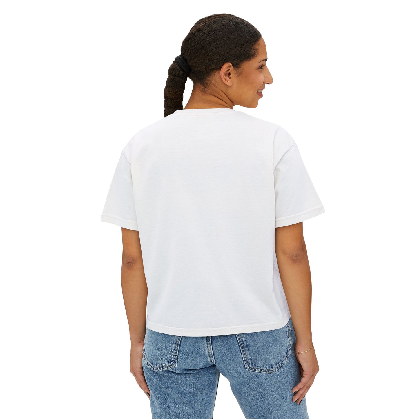 In My Hybrid Baddie Era" Women's Boxy Tee – Cute Pink Retro Graphic Crop Top