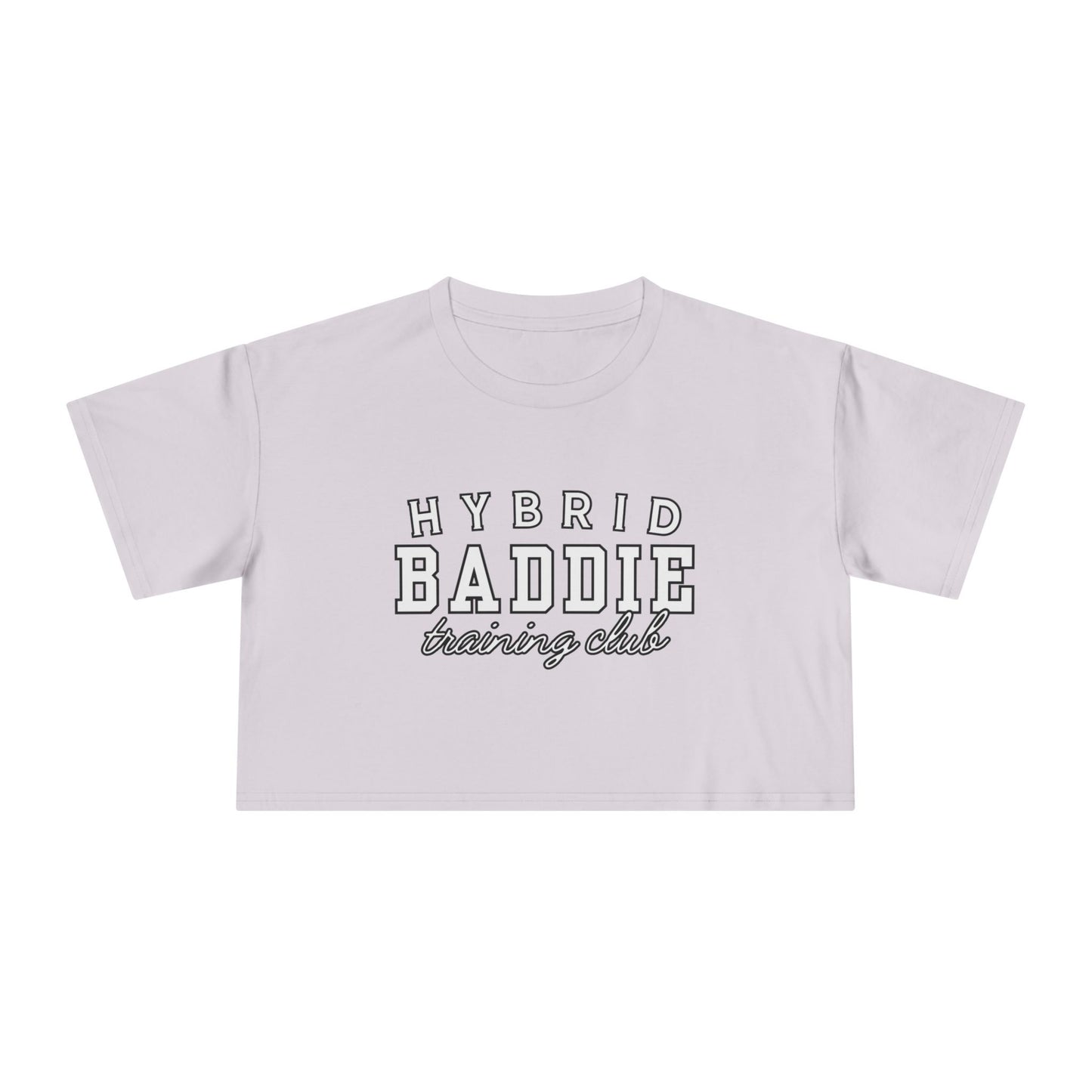 Hybrid Baddie Training Club Crop Tee — white letters