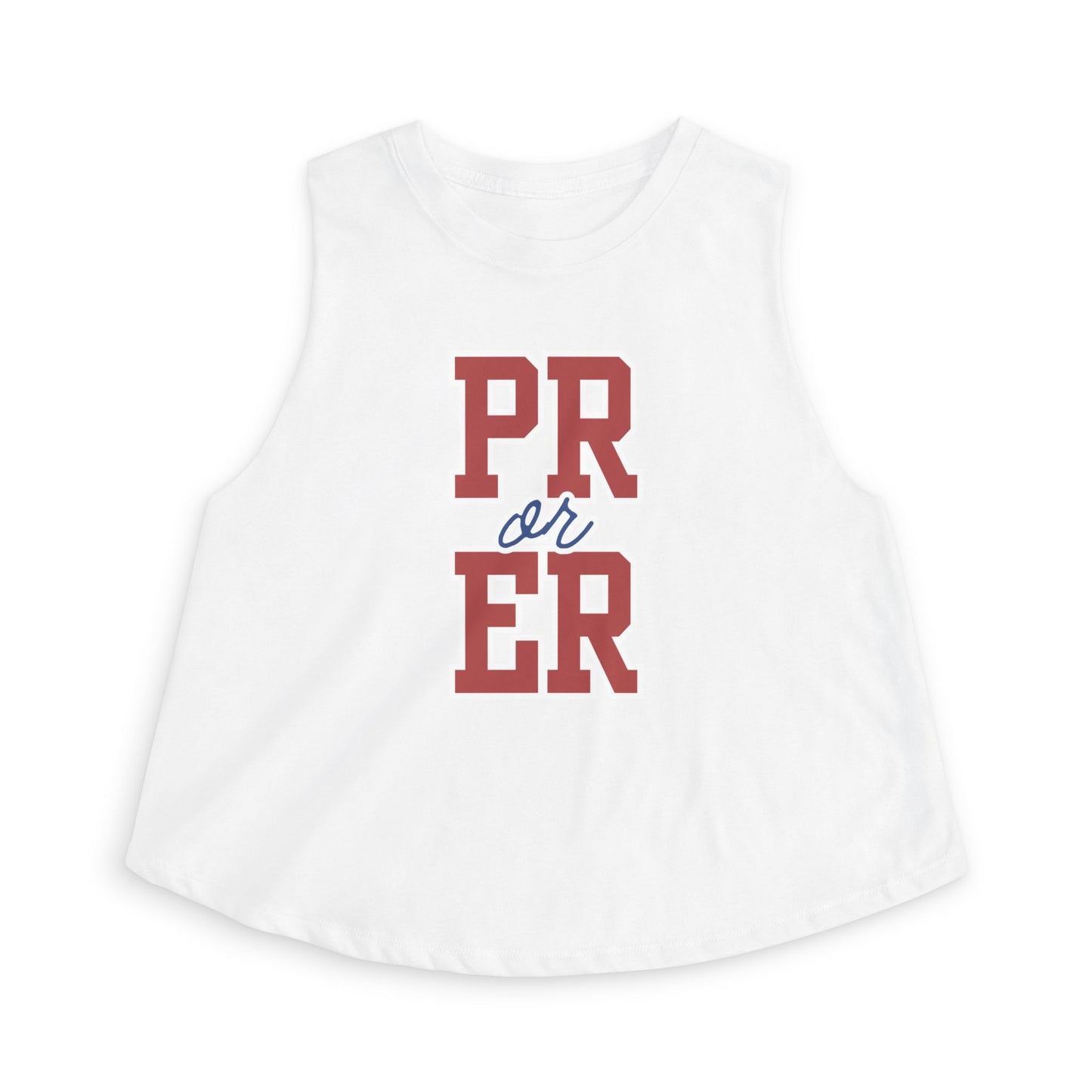 PR or ER Crop Tank Top — Funny Gym & College Workout Crop Top