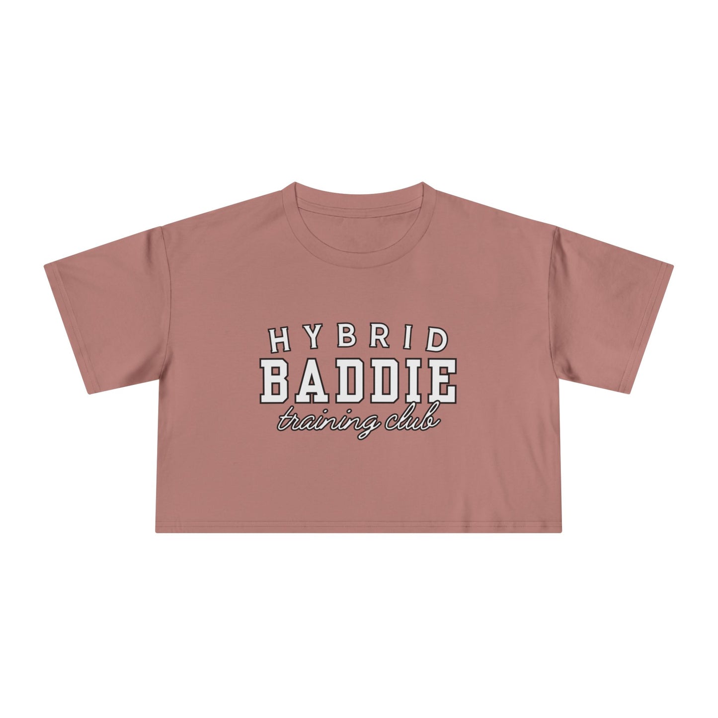 Hybrid Baddie Training Club Crop Tee — white letters