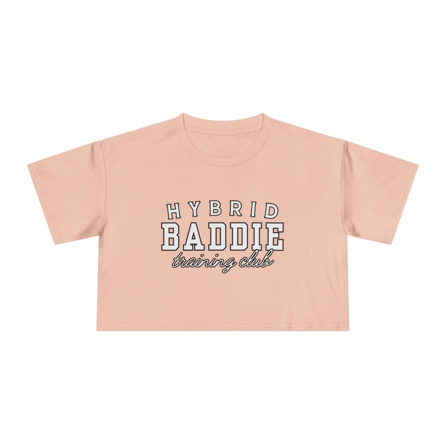 Hybrid Baddie Training Club Crop Tee — white letters